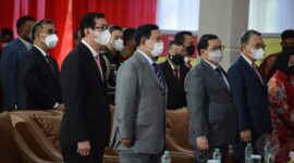 Menhan Prabowo Hadiri Sidang Promosi Program Doktor UNHAN Hasto Kristiyanto. (Dok. kemhan.go.id)