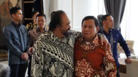 Ketua Umum Partai NasDem Surya Paloh bertemu dengan Ketua Umum Partai Gerindra Prabowo Subianto. (Instagram.com/@ketum_gerindra)