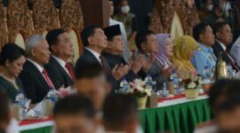 Acara halal bihalal dalam lingkungan Eselon I dan II Kementerian Pertahanan dan Universitas Pertahanan. (Dok. Kemhan.go.id)