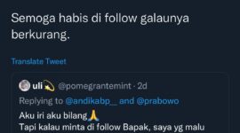Akun Twitter Menteri Pertahanan Prabowo Subianto diserbu netizen lantaran adanya follback. (Dok. Tim Media Prabowo Subianto)