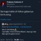 Akun Twitter Menteri Pertahanan Prabowo Subianto diserbu netizen lantaran adanya follback. (Dok. Tim Media Prabowo Subianto)