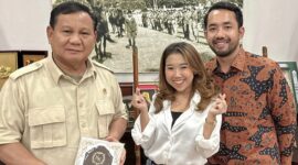 Kiky Saputri Sambangi menhan Prabowo Subianto. (Dok. Tim Media Prabowo Subianto)
