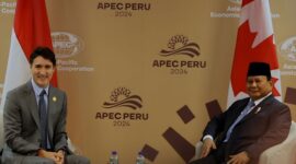 Presiden RI Prabowo Subianto bertemu dengan Perdana Menteri (PM) Kanada Justin Trudeau di ruang Sala Maranga, Loma Convention Center (LCC). (Dok. Tim Media Prabowo)